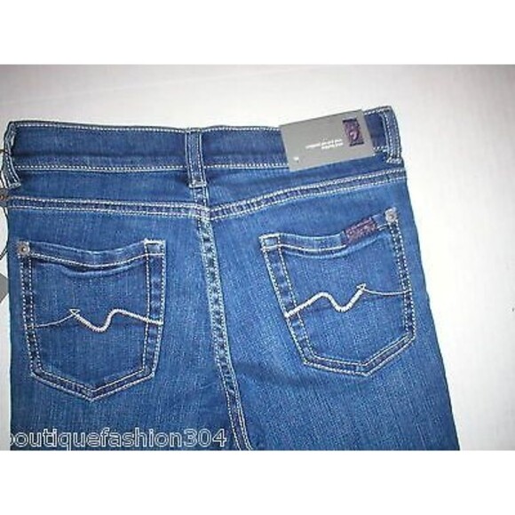 New Girls Jeans 7 for all mankind 10 Crop Roll Second Skin Legging Leg NWT $79 - Picture 1 of 5